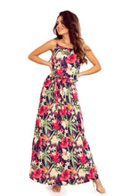 Cargar imagen en el visor de la galería, Numoco 294-1 A long summer dress with straps - red flowers