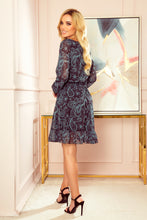 Load image into Gallery viewer, Numoco 295-3 BAKARI flimsy dress with a neckline - turquoise pattern