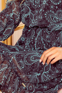 Numoco 295-3 BAKARI flimsy dress with a neckline - turquoise pattern