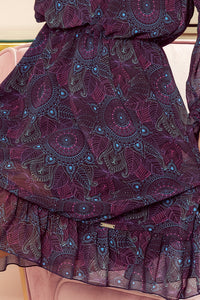 Numoco 295-4 BAKARI flimsy dress with a neckline - pink and blue mandalas