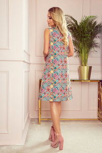 Numoco 296-1 VICTORIA A trapezoidal dress with a colorful pattern