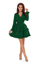 Load image into Gallery viewer, Numoco 297-1 CAROLINE dress with frills and envelope neckline - green