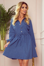 Load image into Gallery viewer, Numoco 298-2 CLARA - Shirt dress with puffy sleeves - blue