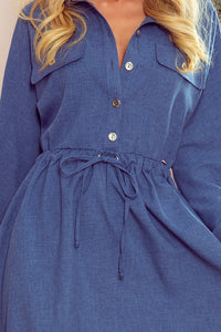 Numoco 298-2 CLARA - Shirt dress with puffy sleeves - blue