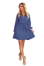 Load image into Gallery viewer, Numoco 298-2 CLARA - Shirt dress with puffy sleeves - blue