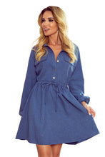 Load image into Gallery viewer, Numoco 298-2 CLARA - Shirt dress with puffy sleeves - blue