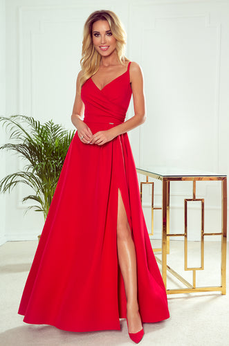 Numoco 299-1 CHIARA elegant maxi dress with straps - red