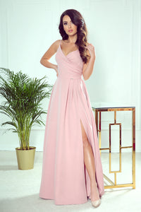Numoco 299-2 CHIARA elegant maxi dress with straps - dirty pink