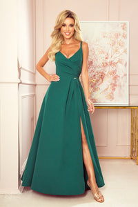 Numoco 299-4 CHIARA elegant maxi dress with straps - green