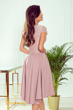 Load image into Gallery viewer, Numoco 300-1 PATRICIA - dress with longer back with lace neckline - powder pink