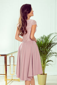 Numoco 300-1 PATRICIA - dress with longer back with lace neckline - powder pink