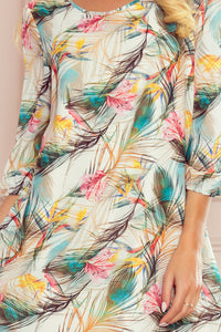 Numoco 303-1 IVETTE chiffon dress with a neckline at the back - COLORFUL FEATHERS