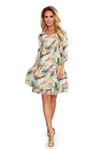 Numoco 303-1 IVETTE chiffon dress with a neckline at the back - COLORFUL FEATHERS