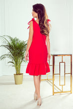 Load image into Gallery viewer, Numoco 306-1 ROSITA Dress with bows on the shoulders and frill - red