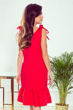 Load image into Gallery viewer, Numoco 306-1 ROSITA Dress with bows on the shoulders and frill - red