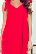 Load image into Gallery viewer, Numoco 306-1 ROSITA Dress with bows on the shoulders and frill - red