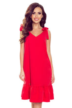 Load image into Gallery viewer, Numoco 306-1 ROSITA Dress with bows on the shoulders and frill - red
