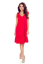 Load image into Gallery viewer, Numoco 306-1 ROSITA Dress with bows on the shoulders and frill - red