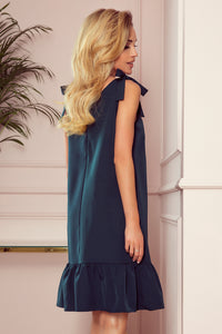 Numoco 306-2 ROSITA Dress with bows on the shoulders and frill - green
