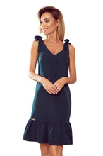 Cargar imagen en el visor de la galería, Numoco 306-2 ROSITA Dress with bows on the shoulders and frill - green