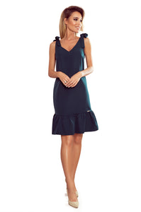 Numoco 306-2 ROSITA Dress with bows on the shoulders and frill - green