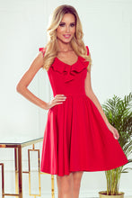 Load image into Gallery viewer, Numoco 307-1 POLA dress with frills on the neckline - red