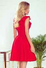 Load image into Gallery viewer, Numoco 307-1 POLA dress with frills on the neckline - red