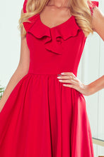 Load image into Gallery viewer, Numoco 307-1 POLA dress with frills on the neckline - red