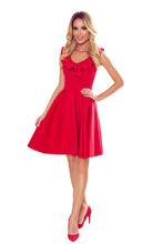 Load image into Gallery viewer, Numoco 307-1 POLA dress with frills on the neckline - red