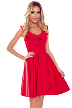Load image into Gallery viewer, Numoco 307-1 POLA dress with frills on the neckline - red
