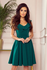 Numoco 307-2 POLA dress with frills on the neckline - green