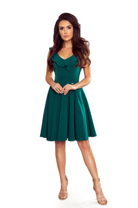 Numoco 307-2 POLA dress with frills on the neckline - green