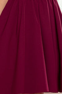 Numoco 307-3 POLA dress with frills on the neckline - Burgundy color