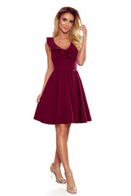 Load image into Gallery viewer, Numoco 307-3 POLA dress with frills on the neckline - Burgundy color