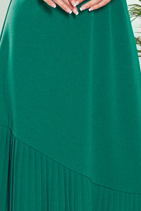 Numoco 308-1 KARINE - trapezoidal dress with asymmetrical pleat - green