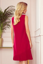 Load image into Gallery viewer, Numoco 308-2 KARINE - trapezoidal dress with asymmetrical pleat - red