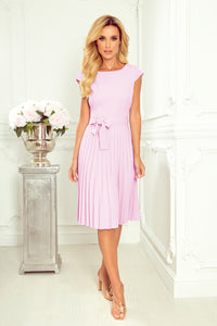 Numoco 311-6 LILA Pleated dress with short sleeves - bright heather