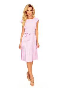 Numoco 311-6 LILA Pleated dress with short sleeves - bright heather