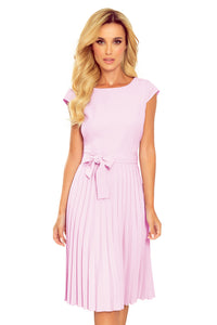 Numoco 311-6 LILA Pleated dress with short sleeves - bright heather