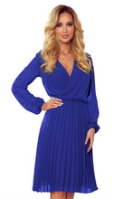 Load image into Gallery viewer, Numoco 313-3 ISABELLE Pleated dress with neckline and long sleeve - Royal Blue