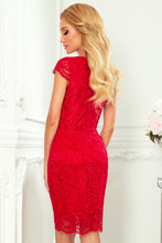 Load image into Gallery viewer, Numoco 316-1 Lace dress with neckline - red