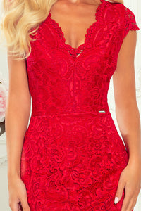 Numoco 316-1 Lace dress with neckline - red
