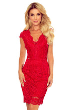 Load image into Gallery viewer, Numoco 316-1 Lace dress with neckline - red