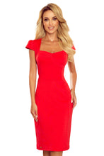 Cargar imagen en el visor de la galería, Numoco 318-1 Midi dress with a nice neckline - red