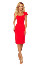 Cargar imagen en el visor de la galería, Numoco 318-1 Midi dress with a nice neckline - red