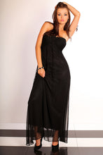 Load image into Gallery viewer, 2503-3 Long tulle strapless dress - black