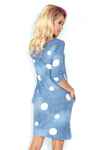 Numoco Jola - dress with pockets - Jeans - white circles 40-11