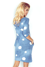 Load image into Gallery viewer, Jola - dress  with pockets - Jeans - white circles 40-11