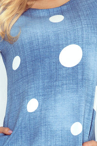 Numoco Jola - dress with pockets - Jeans - white circles 40-11
