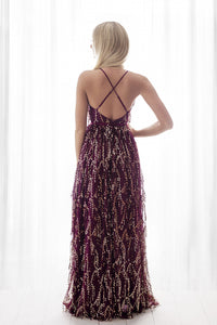 SENAT SEQUINS  DRESS BURGUNDY 64010-1
